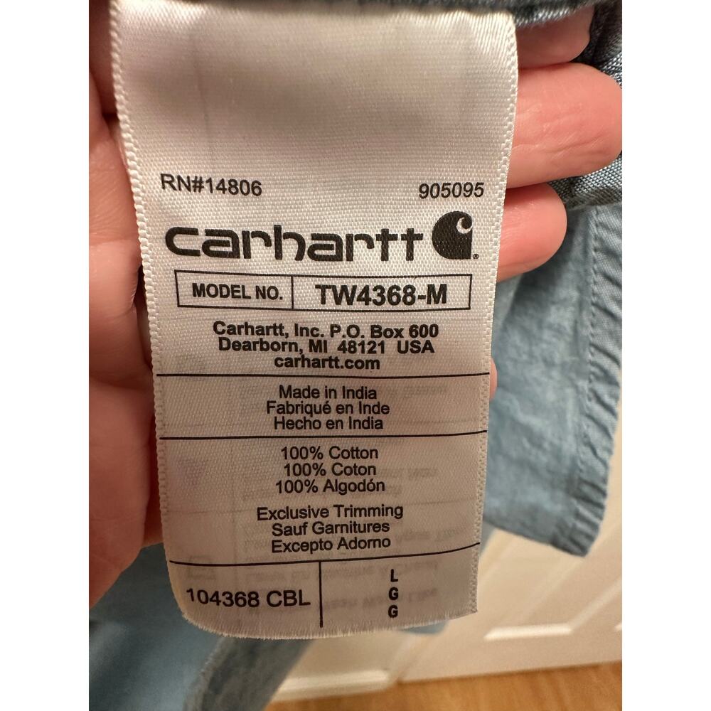 Carhartt Men's Fort Loose Fit Long Sleeve Chambray Shirt, Size Large - Picture 6 of 7
